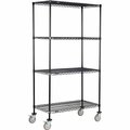 Nexel 4 Shelf Truck, Black Epoxy, 60inW x 24inD x 60inH, Polyurethane Swivel Casters, 2 Brakes B3144403